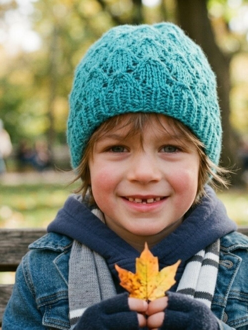 Kids Knit Beanie Hat in Teal - Cozy Winter Accessory 1 Set NWT
